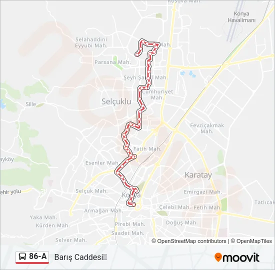 86-A Bus Line Map