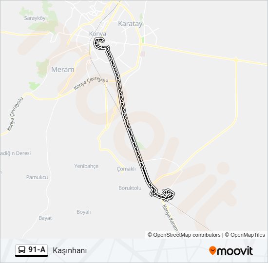 91-A otobüs Hattı Haritası