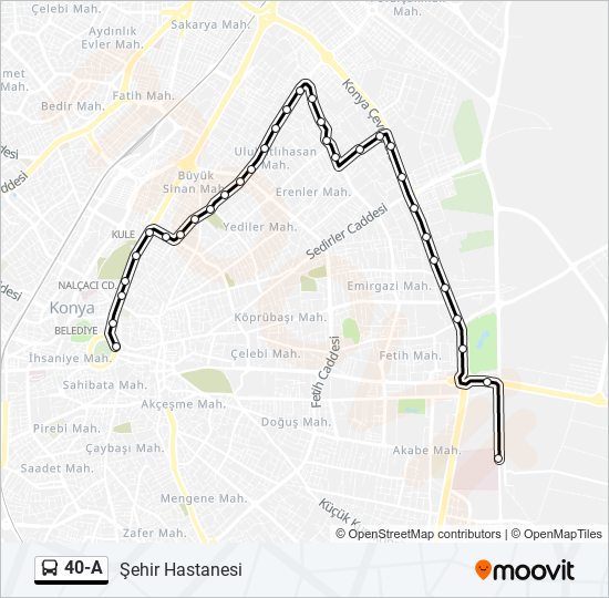 40-A otobüs Hattı Haritası