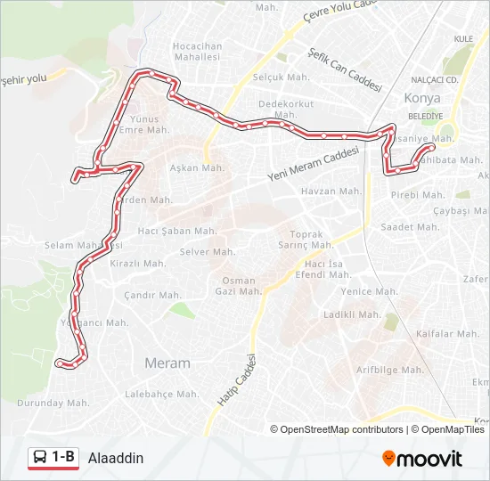 1-B Bus Line Map