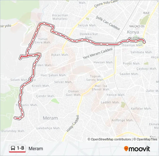 1-B Bus Line Map