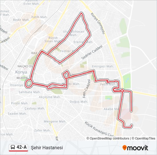 42-A otobüs Hattı Haritası