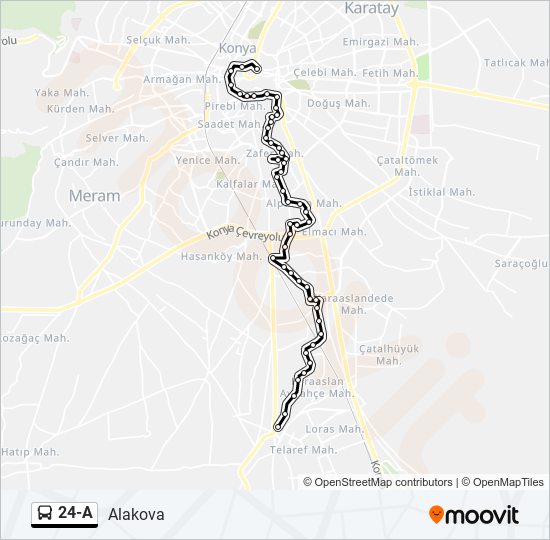 24-A otobüs Hattı Haritası