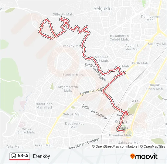 63-A Bus Line Map