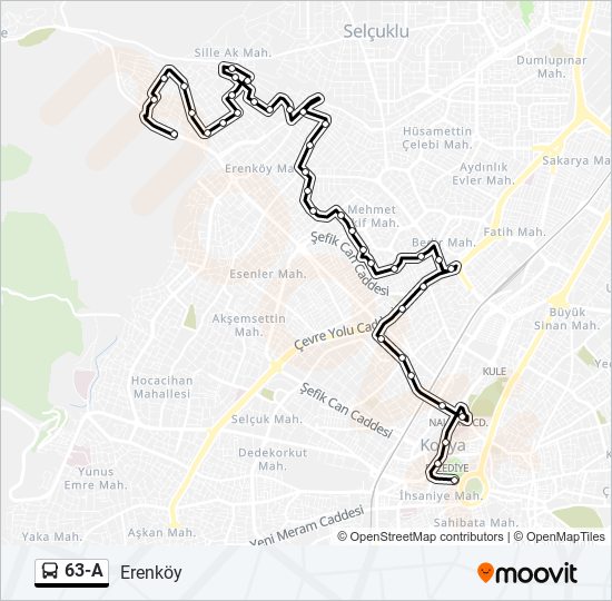 63-A bus Line Map