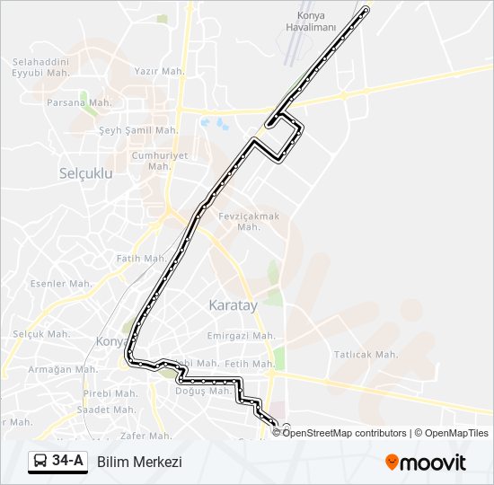 34-A bus Line Map
