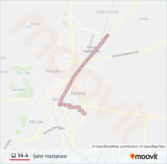 34-A Bus Line Map