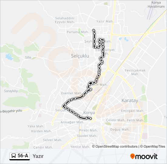 56-A otobüs Hattı Haritası