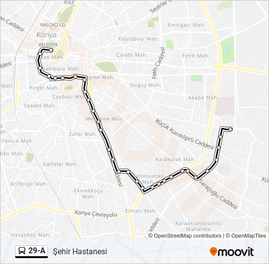 29-A otobüs Hattı Haritası