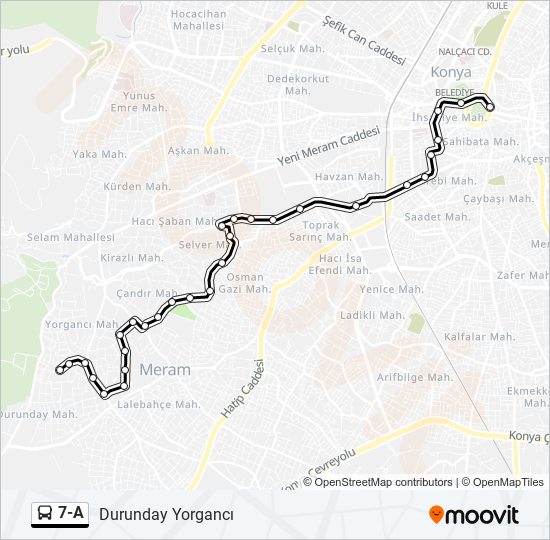 7-A otobüs Hattı Haritası