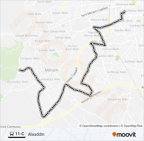 11-C otobüs Hattı Haritası