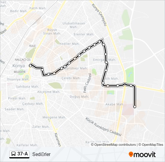 37-A bus Line Map