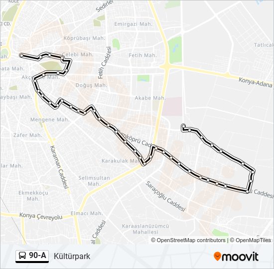 90-A bus Line Map