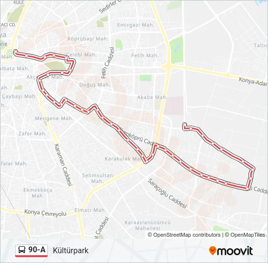 90-A Bus Line Map