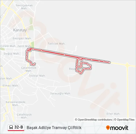 32-B Bus Line Map