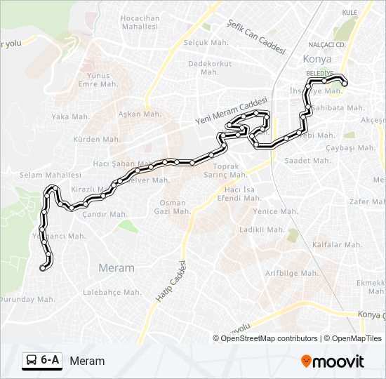 6-A otobüs Hattı Haritası