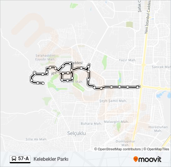 57-A otobüs Hattı Haritası