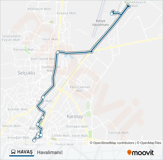 HAVAŞ Bus Line Map