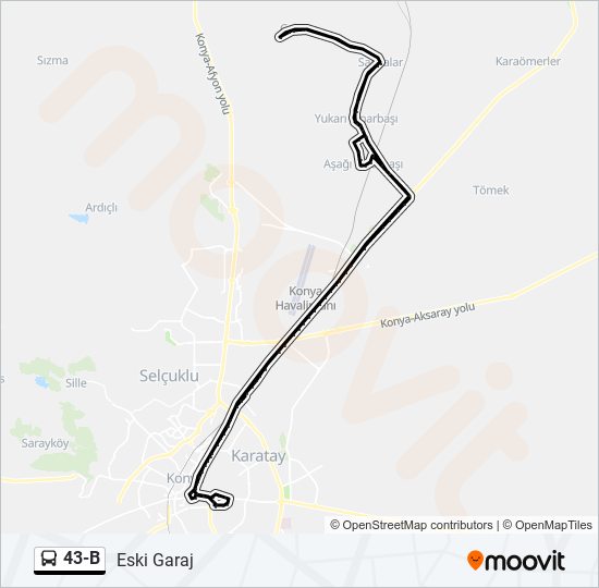 43-B bus Line Map