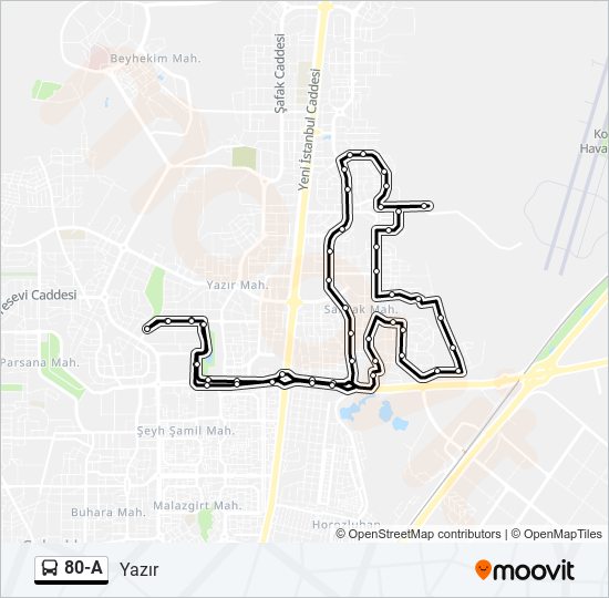 80-A bus Line Map