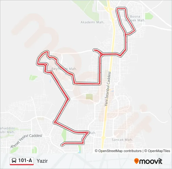 101-A Bus Line Map