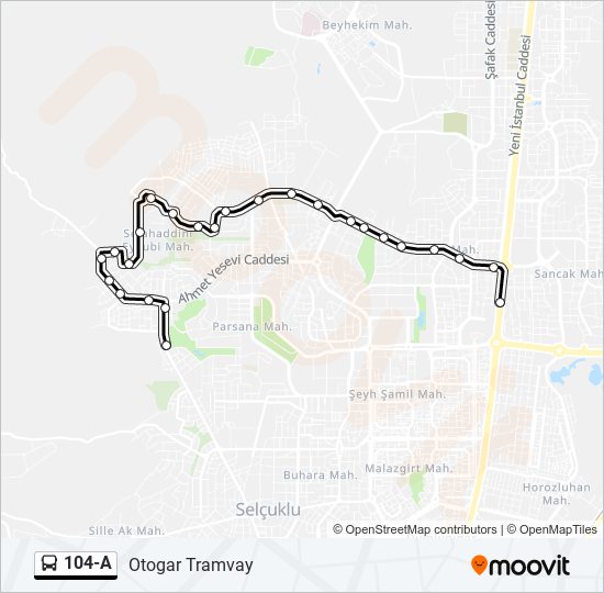 104-A bus Line Map