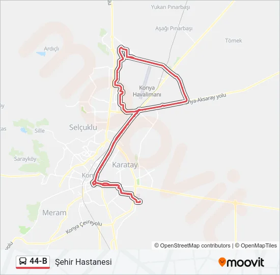 44-B Bus Line Map