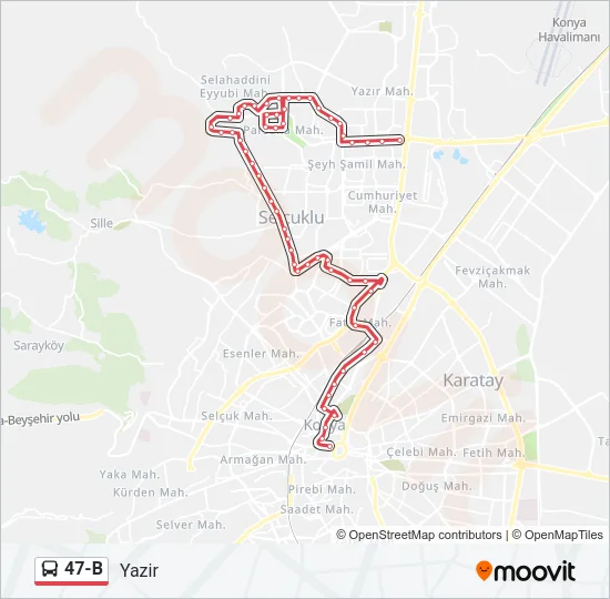 47-B Bus Line Map
