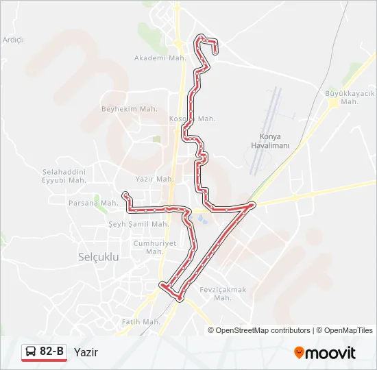 82-B Bus Line Map