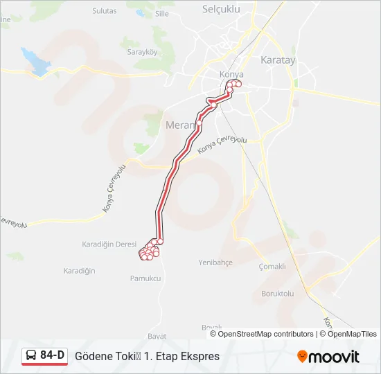 84-D Bus Line Map