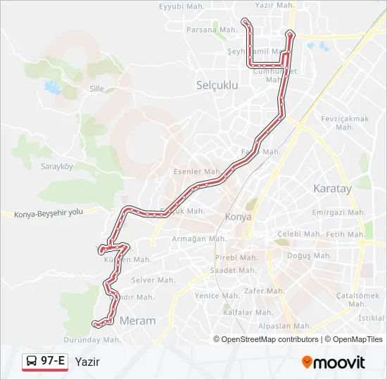 97-E Bus Line Map