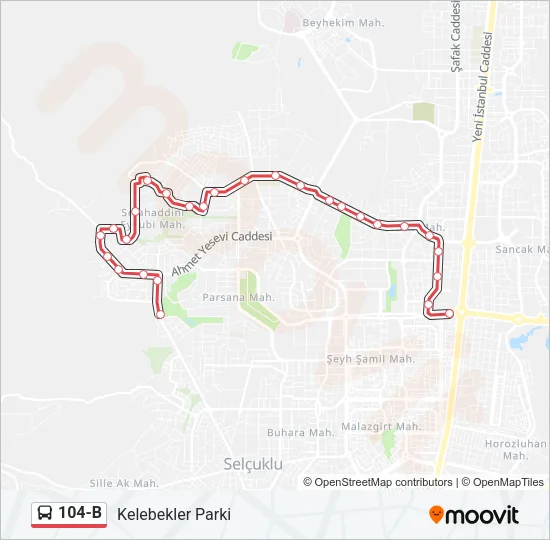 104-B Bus Line Map