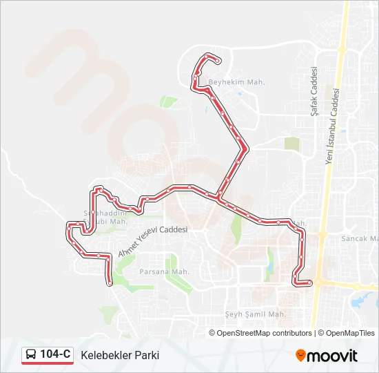 104-C Bus Line Map