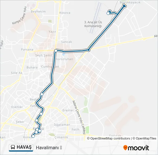 HAVAŞ Bus Line Map