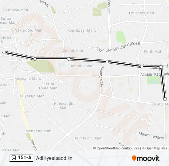 151-A Bus Line Map