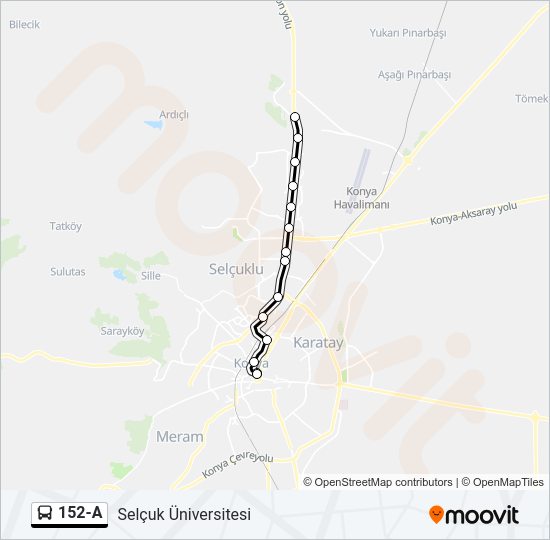 152-A otobüs Hattı Haritası