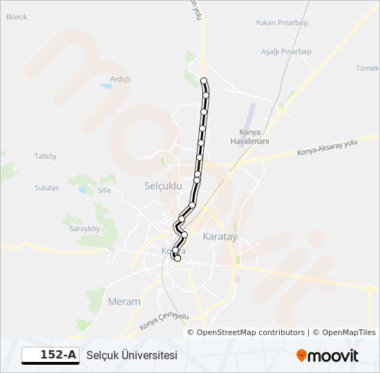 152-A otobüs Hattı Haritası