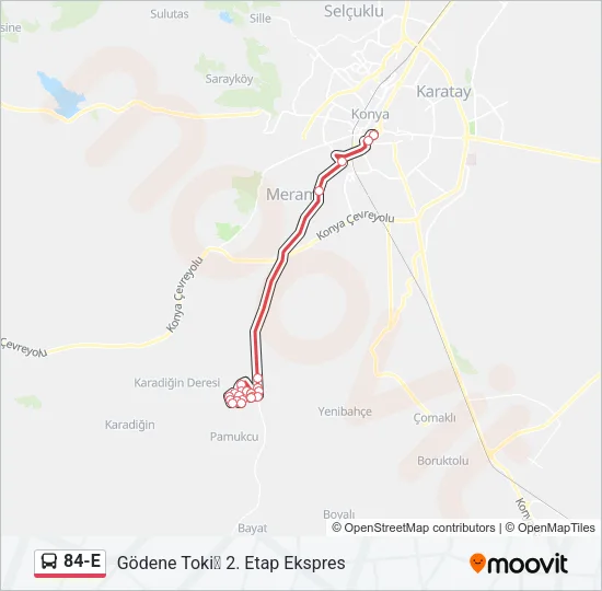 84-E Bus Line Map