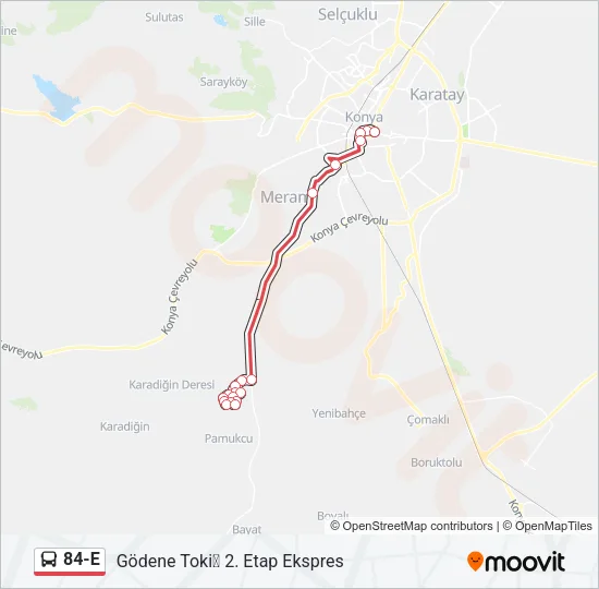 84-E Bus Line Map