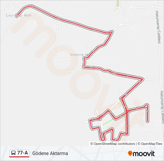 77-A otobüs Hattı Haritası