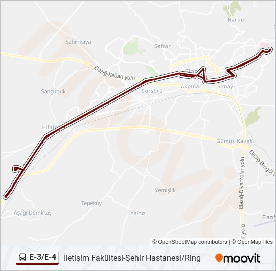 E-3/E-4 bus Line Map