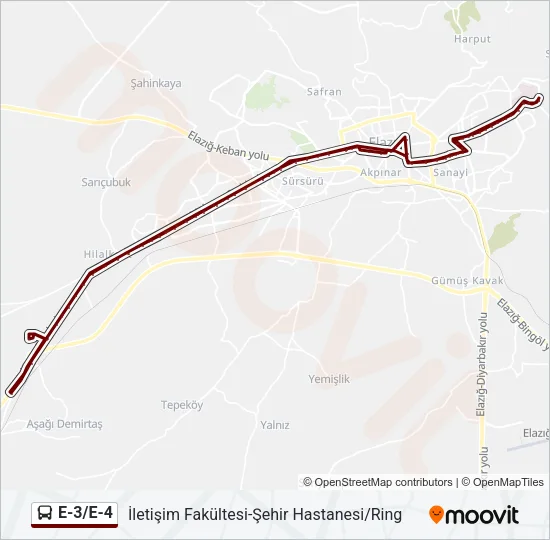 E-3/E-4 Bus Line Map