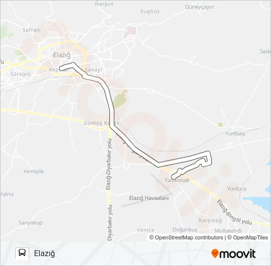 YAZIKONAK BELEDİYESİ-TOKİ Bus Line Map