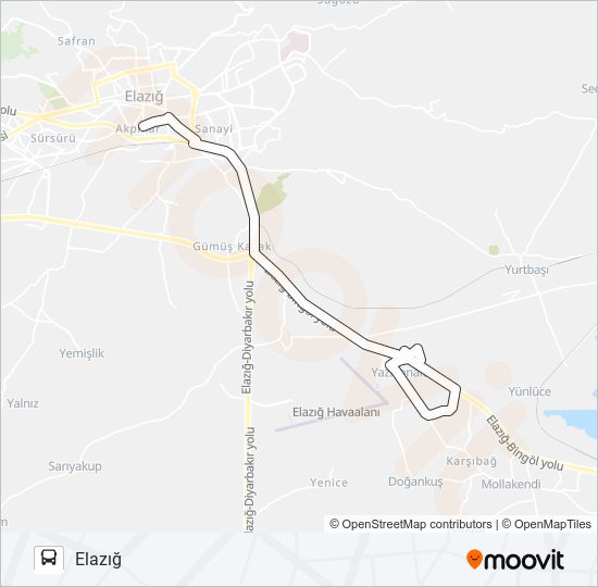 YAZIKONAK BELEDİYESİ-MERKEZ bus Line Map