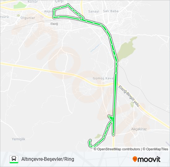 AKÇAKİRAZ BELEDİYESİ-ALTINÇEVRE bus Line Map