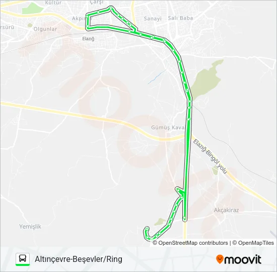 AKÇAKİRAZ BELEDİYESİ-ALTINÇEVRE Bus Line Map