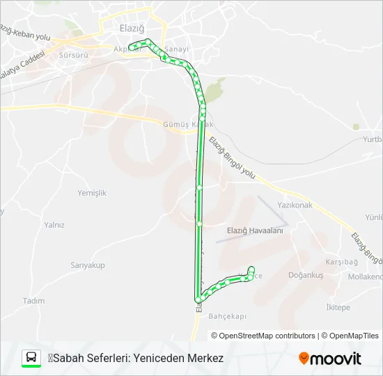 AKÇAKİRAZ BELEDİYESİ-YENİCE Bus Line Map