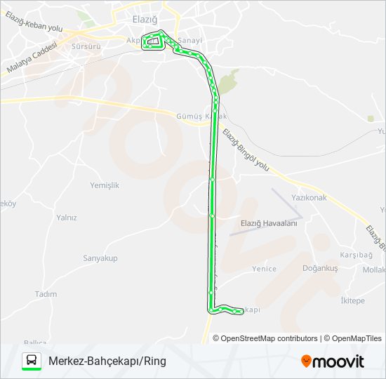 AKÇAKİRAZ BELEDİYESİ-BAHÇEKAPI bus Line Map