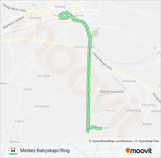AKÇAKİRAZ BELEDİYESİ-BAHÇEKAPI Bus Line Map