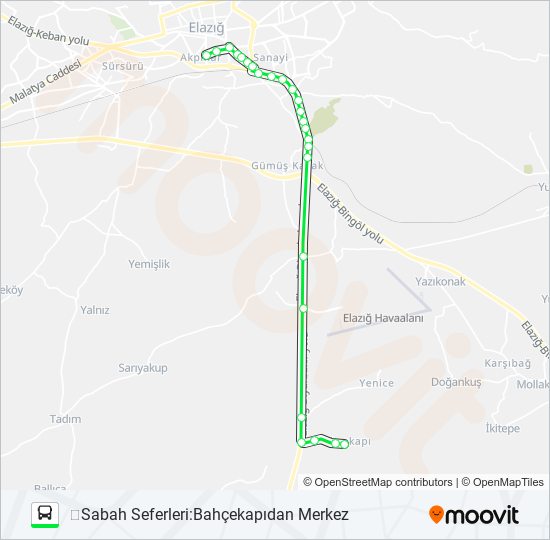 AKÇAKİRAZ BELEDİYESİ-BAHÇEKAPI bus Line Map